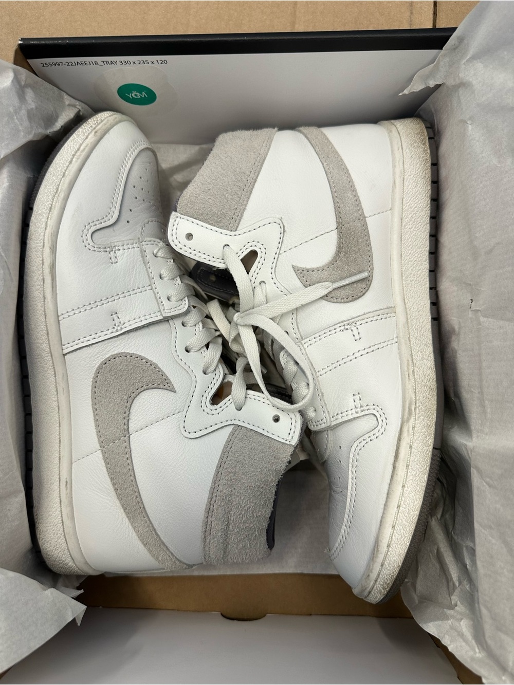Nike Air Jordan Air Ship PE White and Light Gray High-Top Sneakers USED